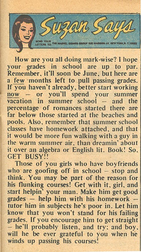 Our Love Story Suzan Says Marvel Romance Comics Advice
