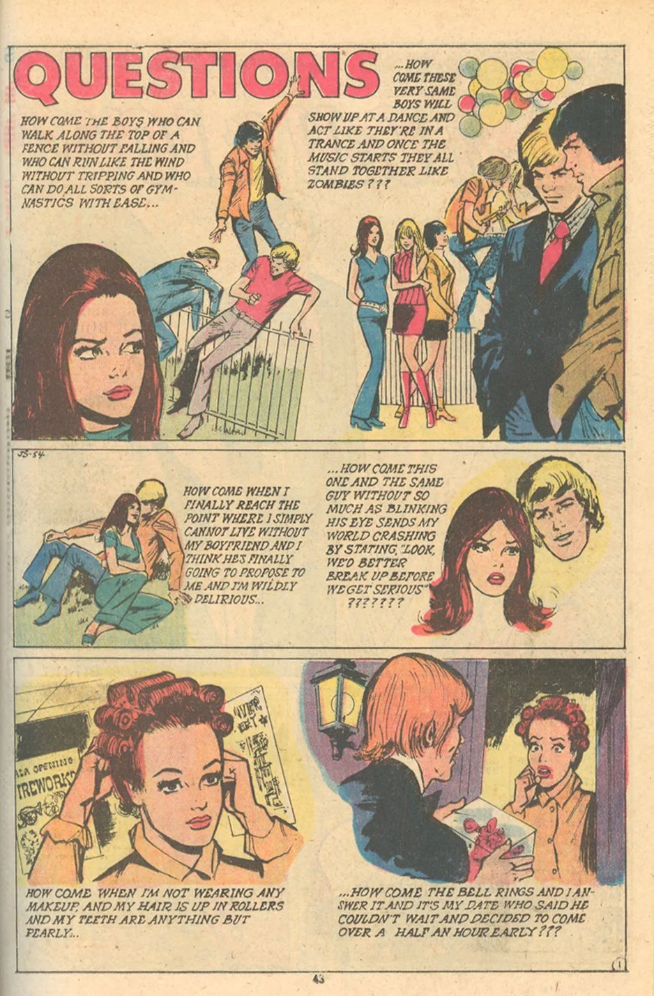 "Questions" from Young Love #108 (February/March 1974) Art by Winslow Mortimer