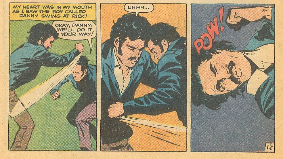 Though not very "romantic," these three panels are my favorite in the whole book. They are super action-packed!