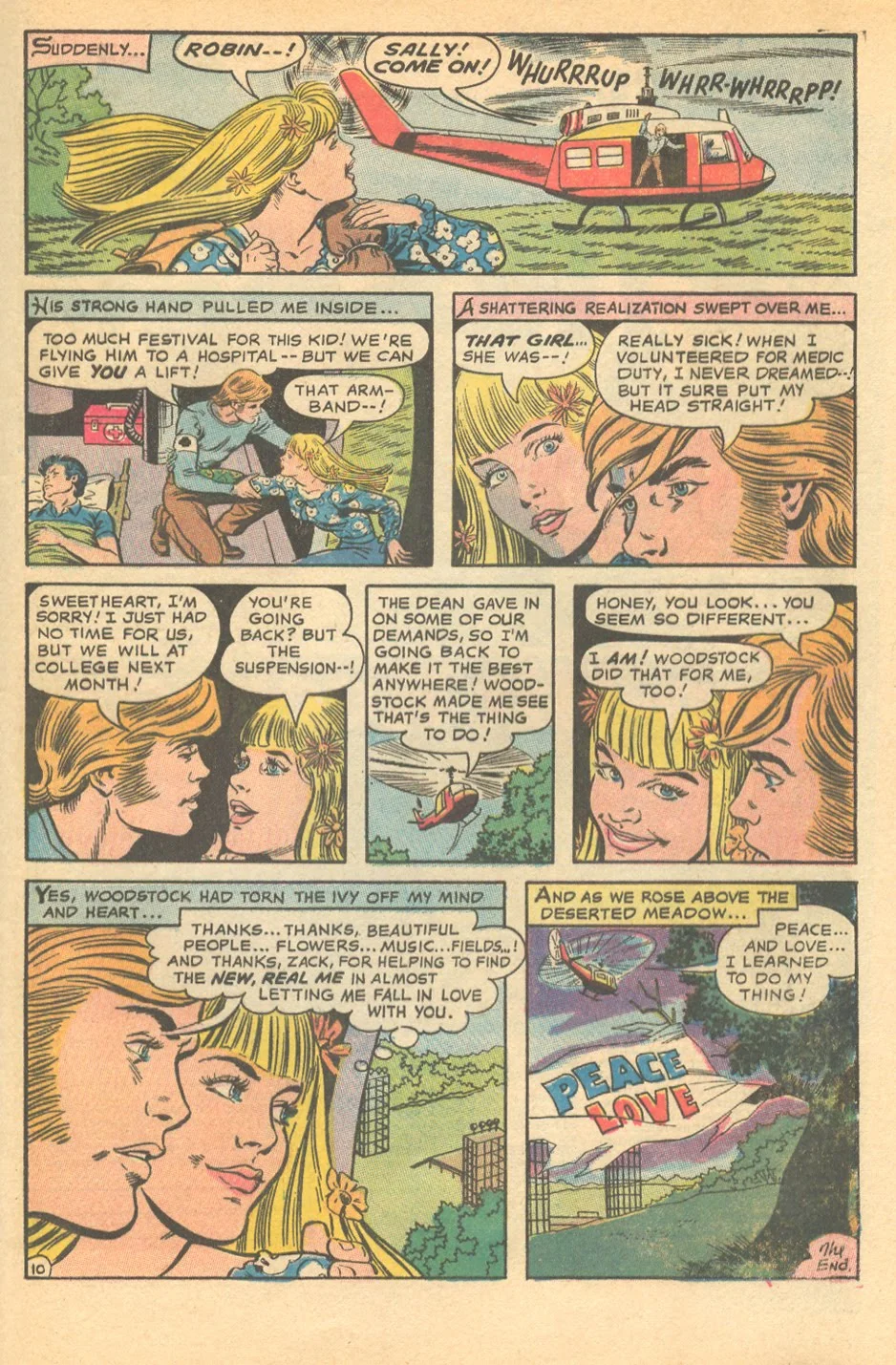 "I Found My Love at the Woodstock Festival!" from Falling in Love #118 (October 1970)