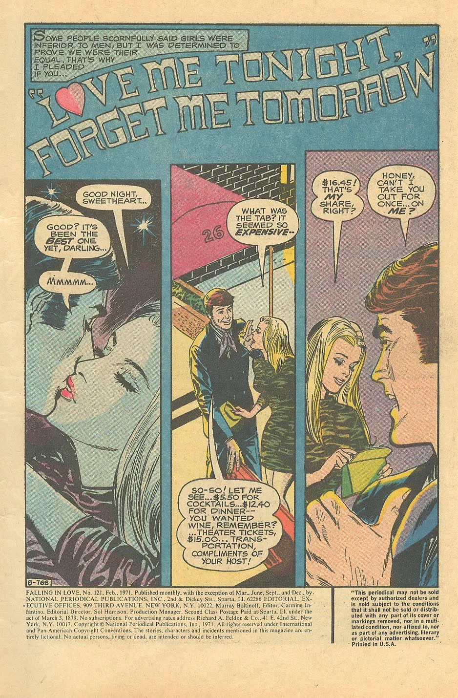 Falling in Love Women's Movement Romance Comic Book DC Comics 1970s