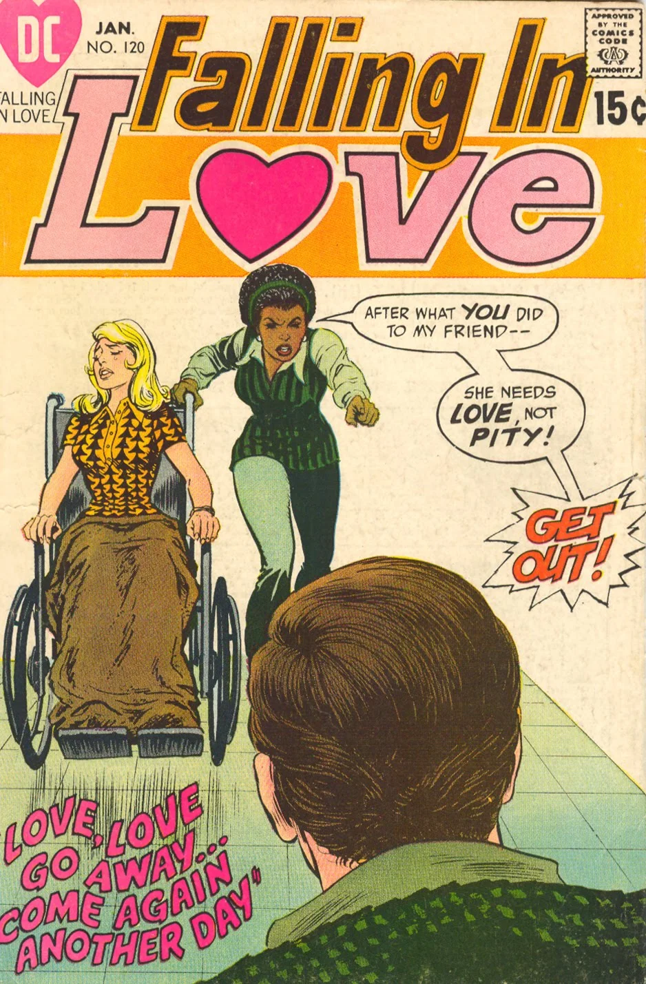 DIAGNOSIS: Broken leg due to falling off porch "Love, Love Go Away... Come Again Another Day" Falling in Love #120 (January 1971) Cover pencils and inks by Nick Cardy