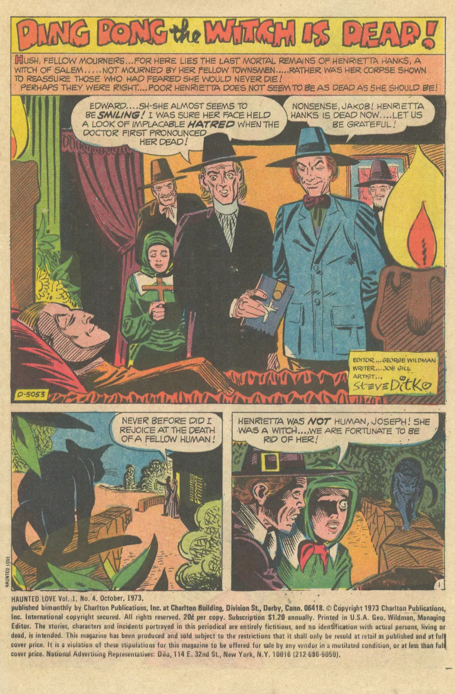 Charlton gothic romance comic book Haunted Love 4 1970s Steve Ditko
