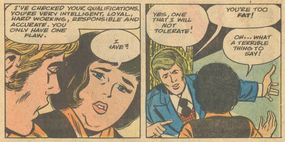 "Fat!" an Art Cappello penciled tale from Secret Romance #44 (August 1979)