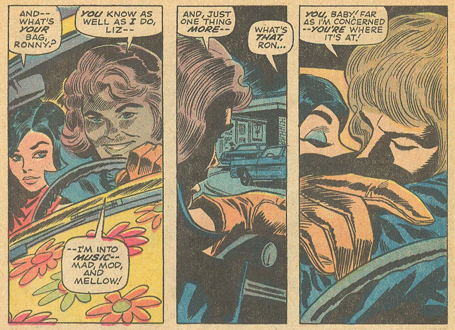"His Hair is Long and I Love Him!" from My Love #5 (May 1970) by the creative team of Stan Lee, Gene Colan, and Frank Giacoia
