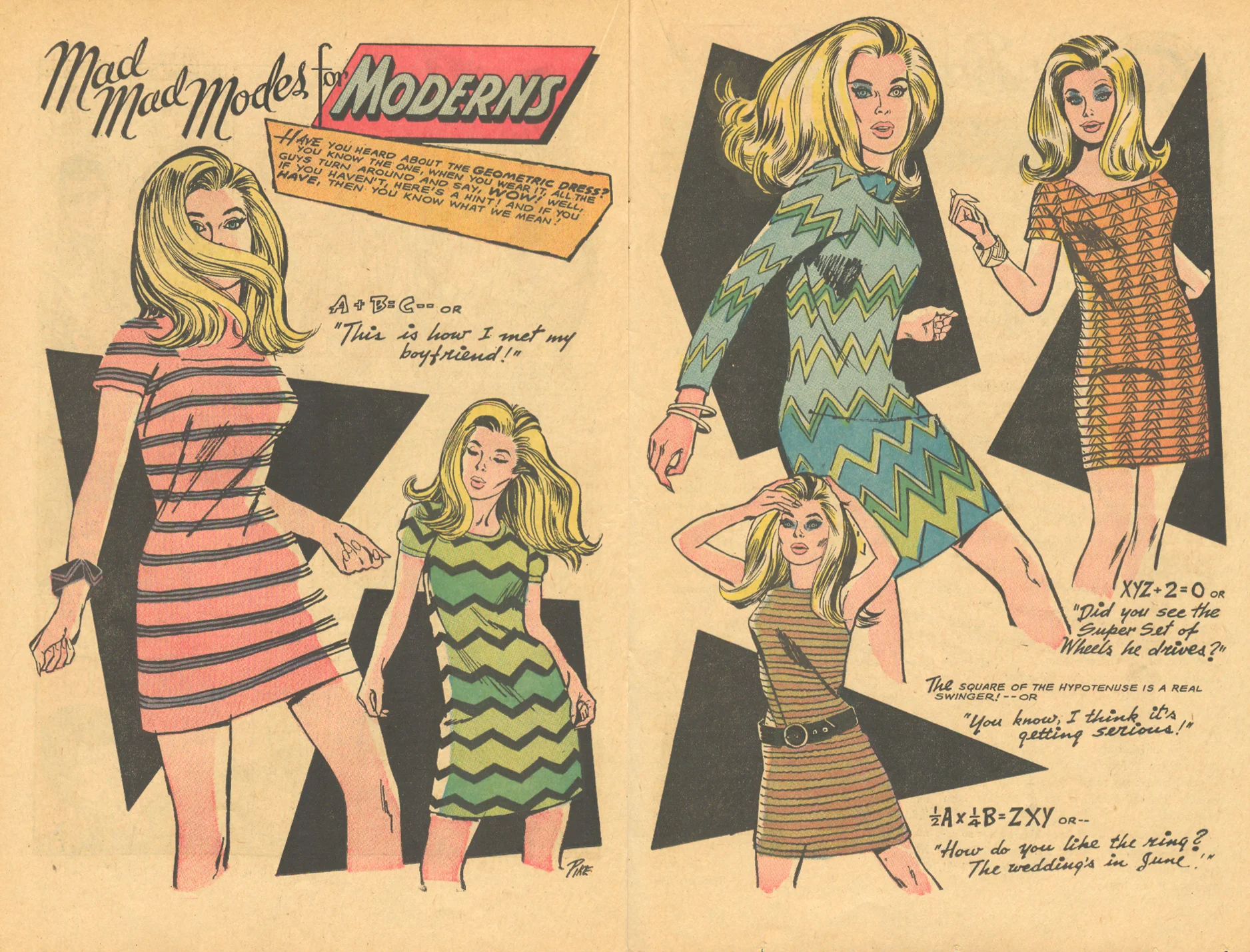 "Mad Mad Modes for Moderns" Girls' Love Stories #132 (January 1968) Illustrated by Jay Scott Pike