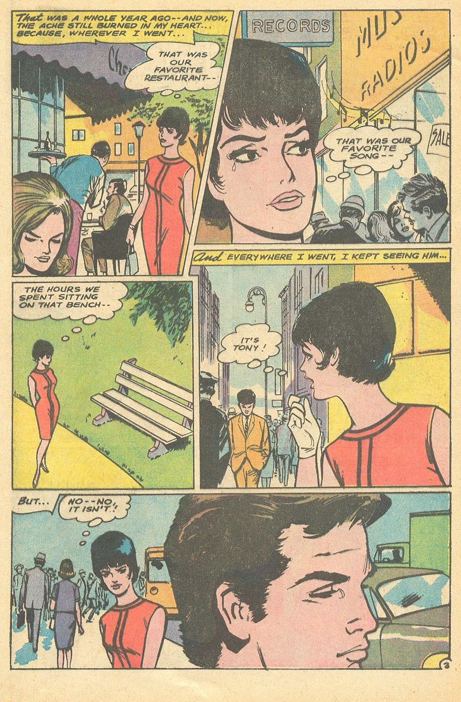 "How Can I Forget His Face?" from Heart Throbs #110 (October/November 1967) Win Mortimer