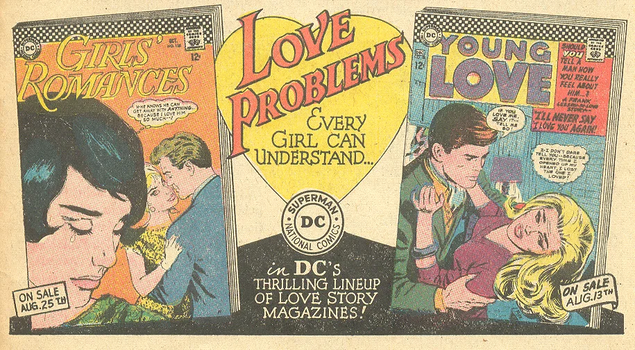 DC comics romance line house advertisement 1960s