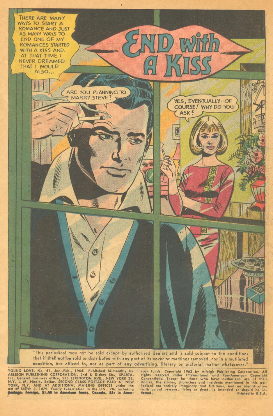 "End With A Kiss" Young Love #41 (January/February 1964)