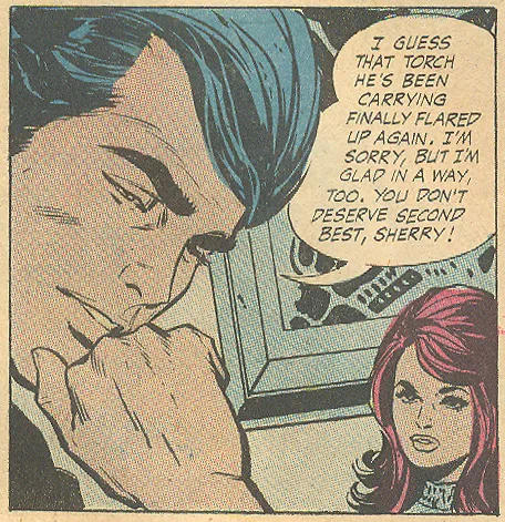 Even guys need to flex their fist muscles once in a while! "Substitute Sweetheart" Heart Throbs #129 (December 1970/January 1971)