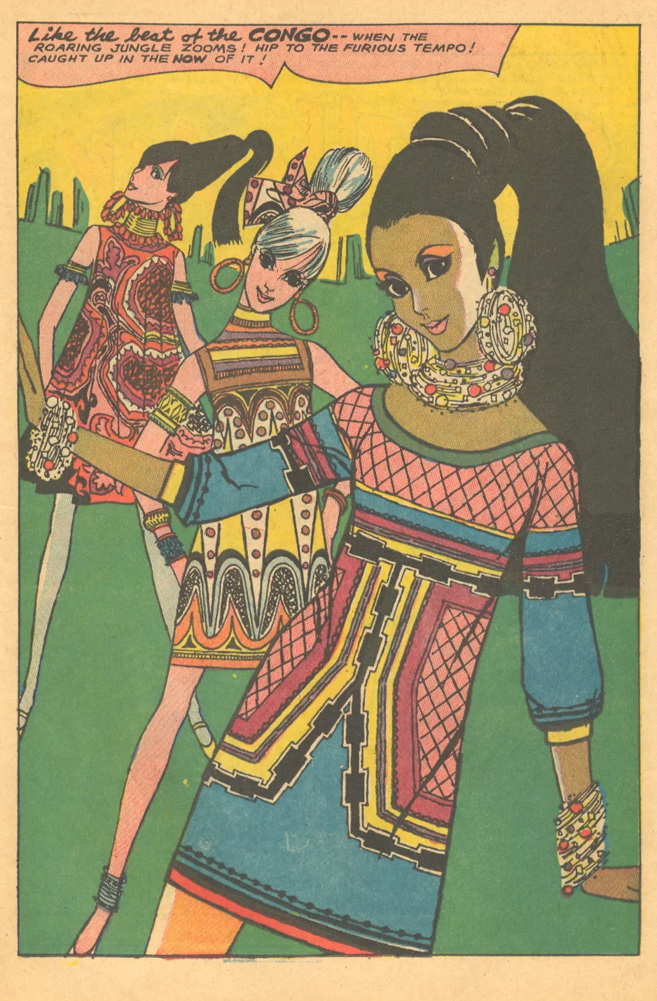 Gorgeous 1960s fashion Illustration art
