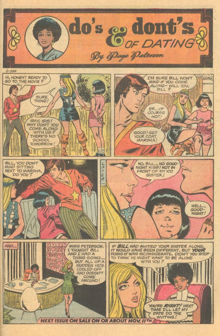 "Do's & Dont's of Dating" Young Romance #177 (December 1971)