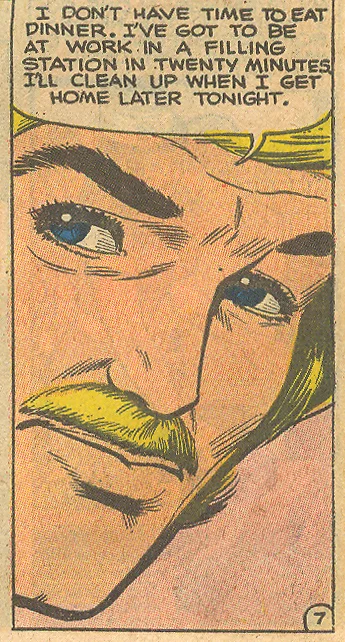 Mustaches came in all colors and were worn by men of all occupations, including this hardworking construction worker... "Happiness Now" Just Married #110 (April 1976)
