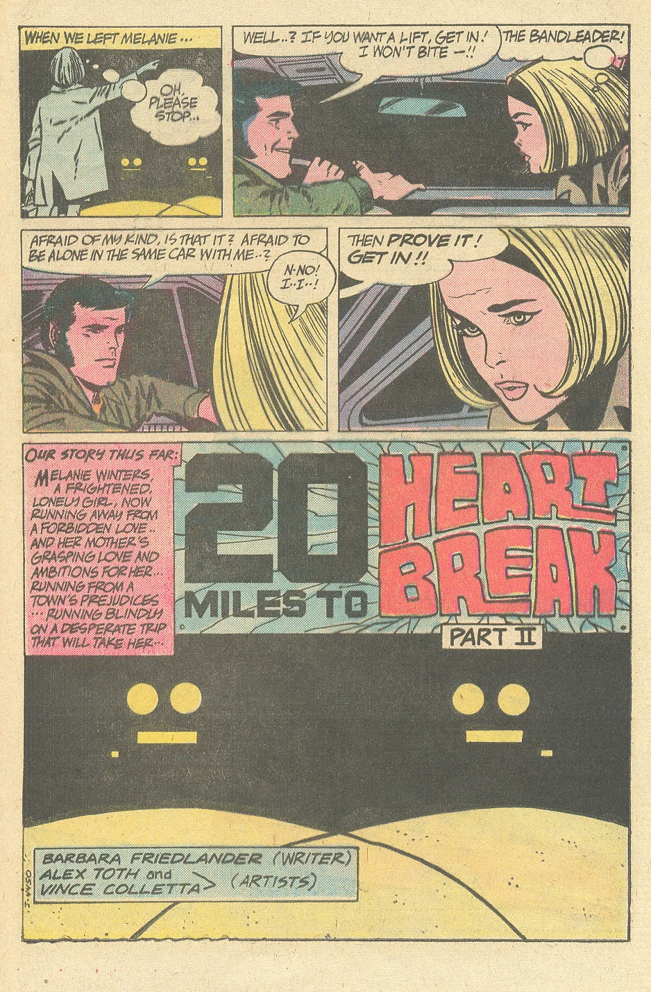 Secret hearts alex toth romance comic book series 20 miles to heart break