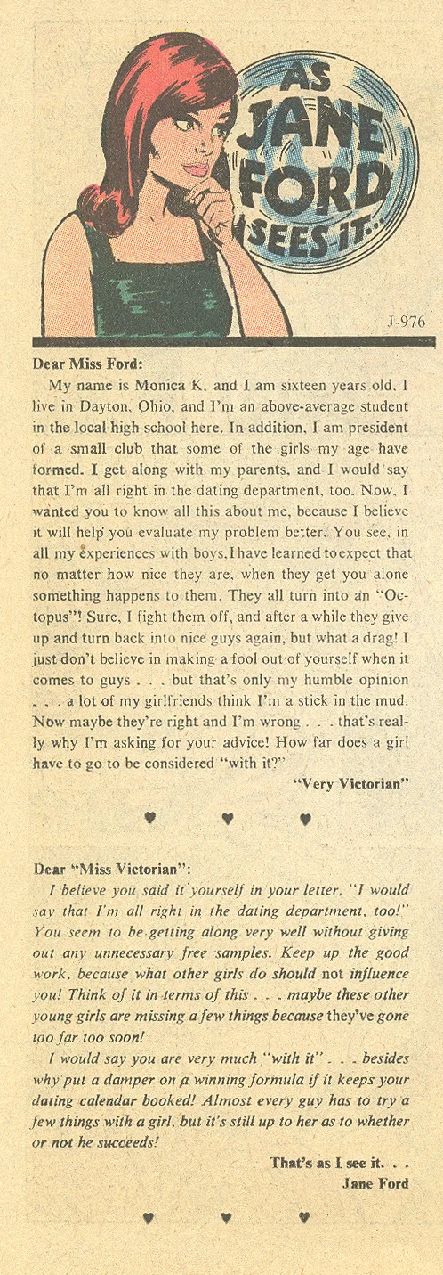 "As Jane Ford Sees It" Young Love #84 (January/February 1971)