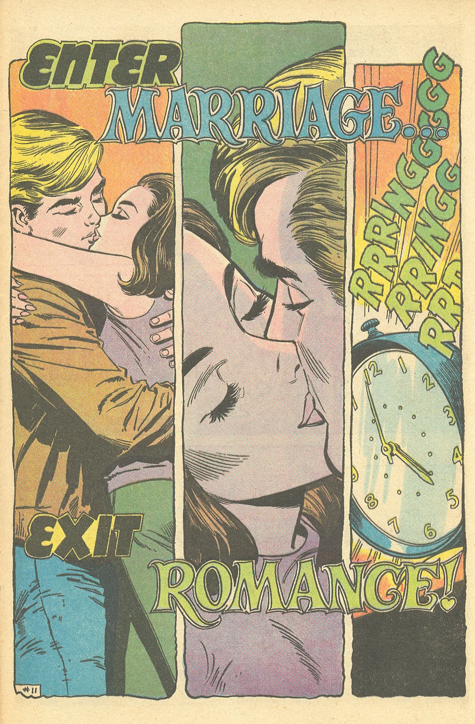 "Enter Marriage... Exit Romance!" from Young Romance #159 (April/May 1969) (with art that appears to be by Win Mortimer and Vince Colletta