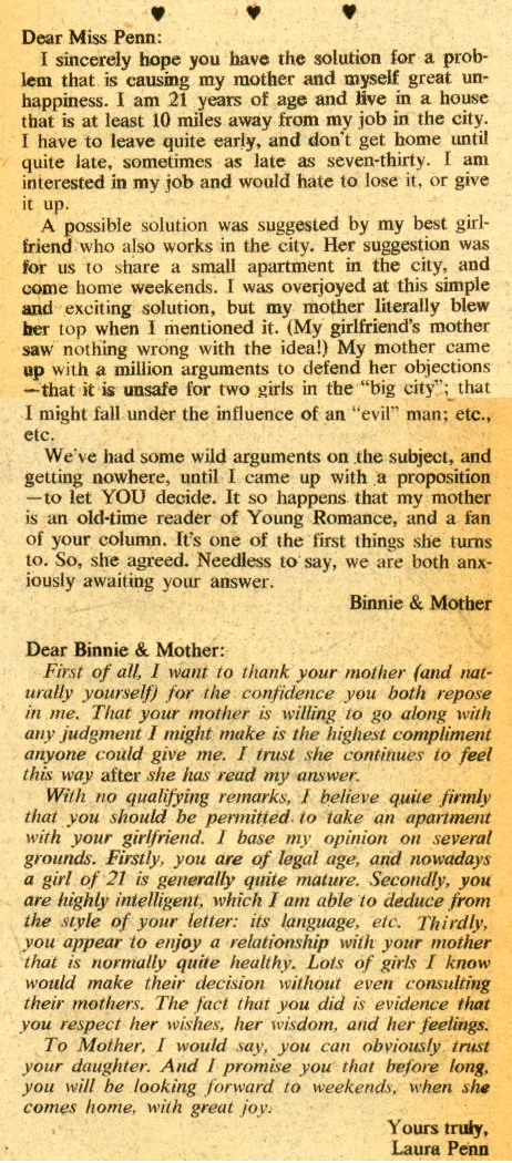 "Laura Penn... Your Romance Reporter" Young Romance #161 (August/September 1969)