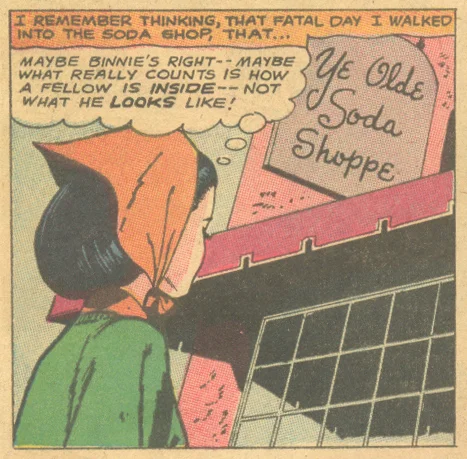 How about a shake at Ye Olde Soda Shoppe? "The Wrong Way to Fall in Love!" Girls' Romances #122 (January 1967)