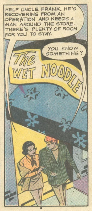 Perhaps some pasta at the Wet Noodle? "Happy Ending!" Young Love #82(September/October 1970)