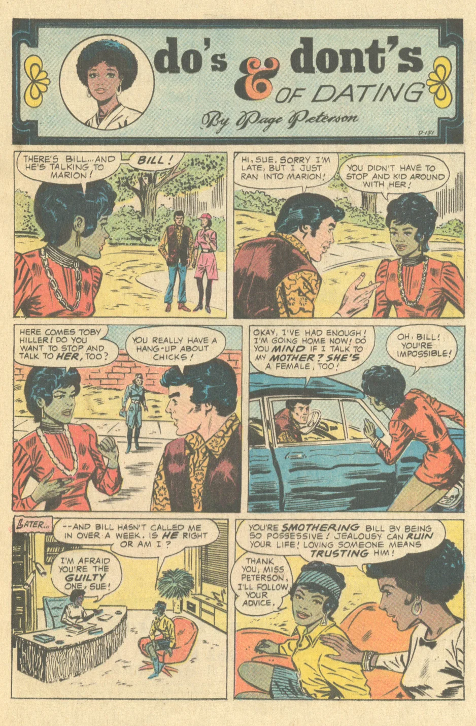 "Do's & Dont's of Dating by Page Peterson" Young Romance #173 (August 1971)