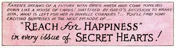 Secret Hearts Reach for Happiness Romance comic book serial soap opera