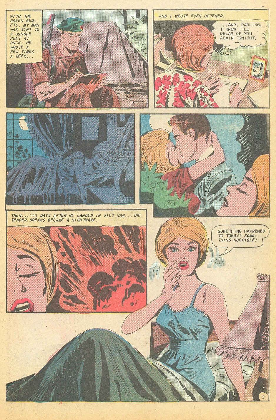 Vietnam war romance story "Saigon Kisses" from Career Girl Romances #46 (August 1968).