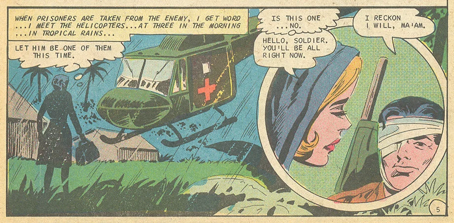 Vietnam war romance story "Saigon Kisses" from Career Girl Romances #46 (August 1968).