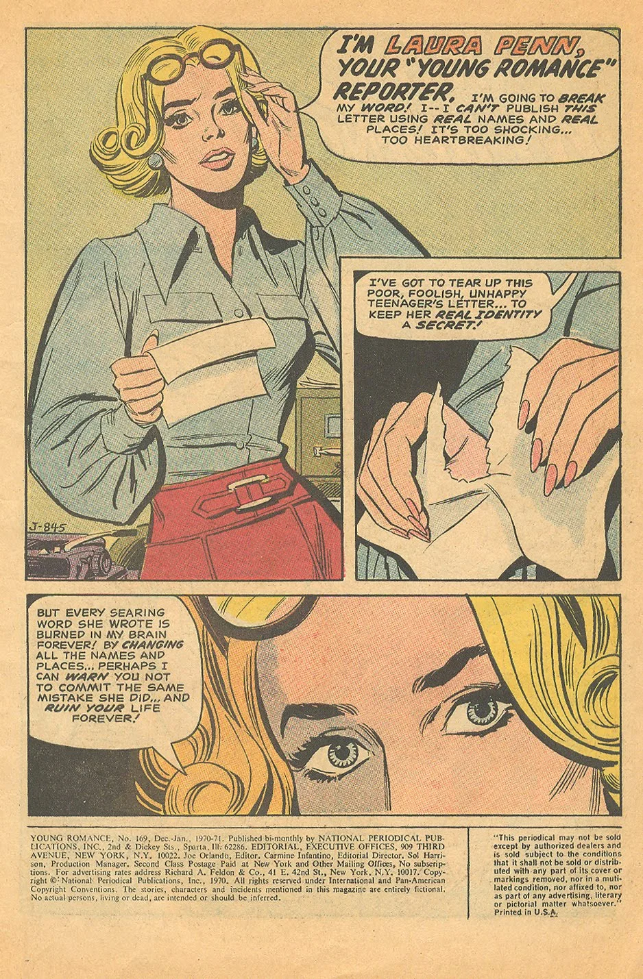 "No Wedding Ring for Me!" Young Romance #169 (December/January 1971)