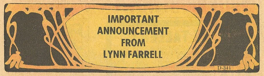 Announcements from advice columnist romance comic