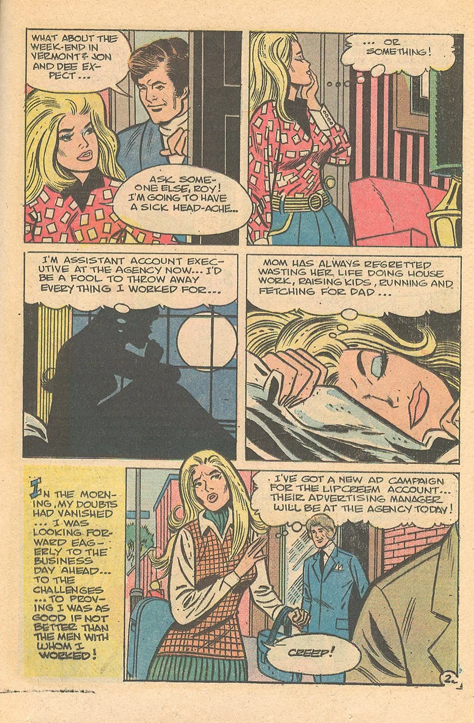 Career woman in the romance comic books