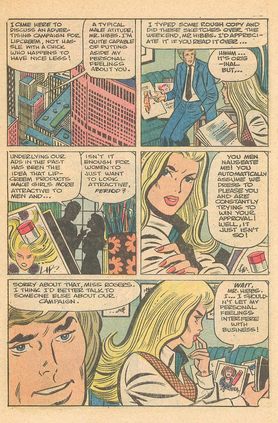 Career woman in the romance comic books