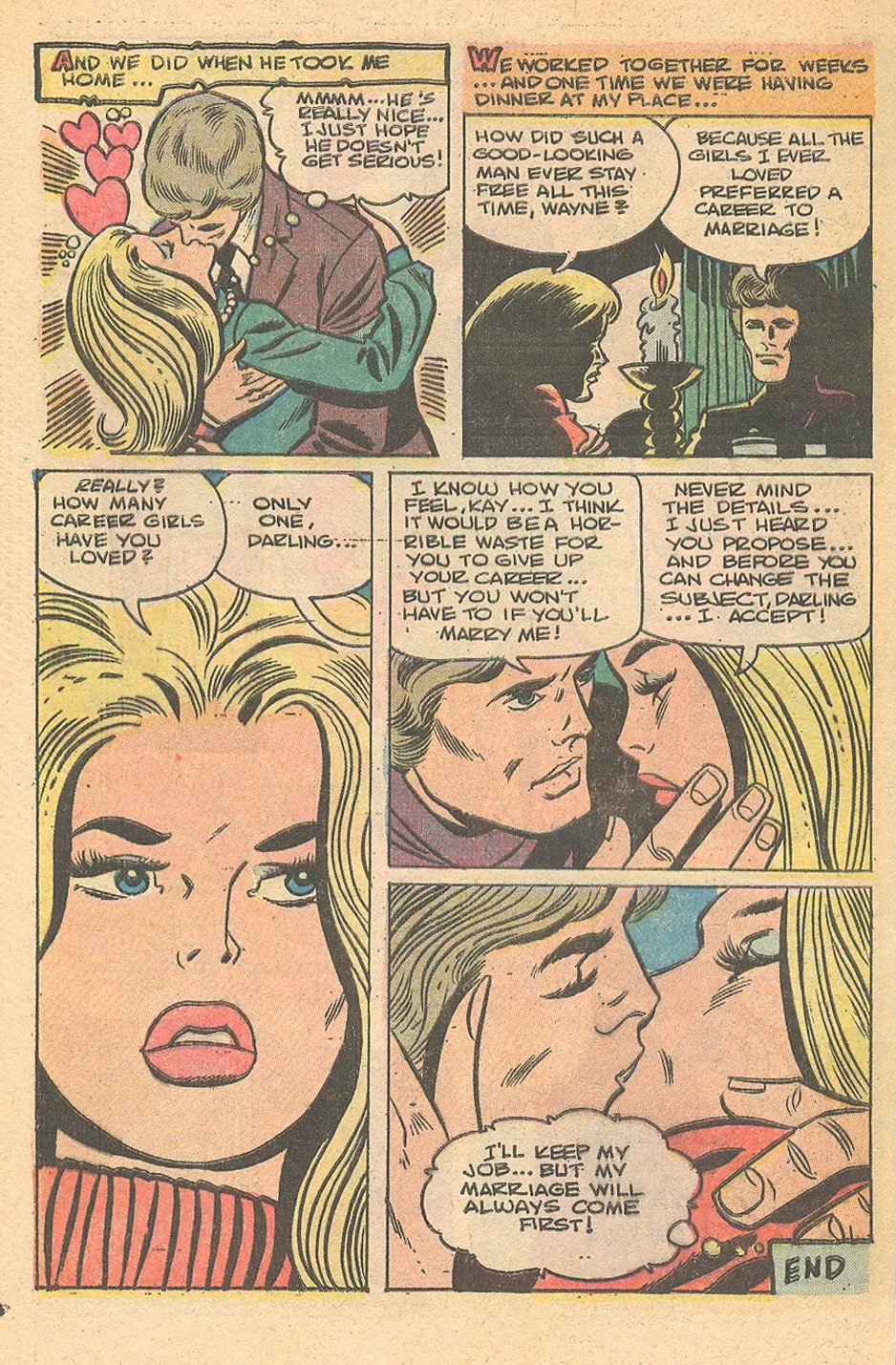Career woman in the romance comic books