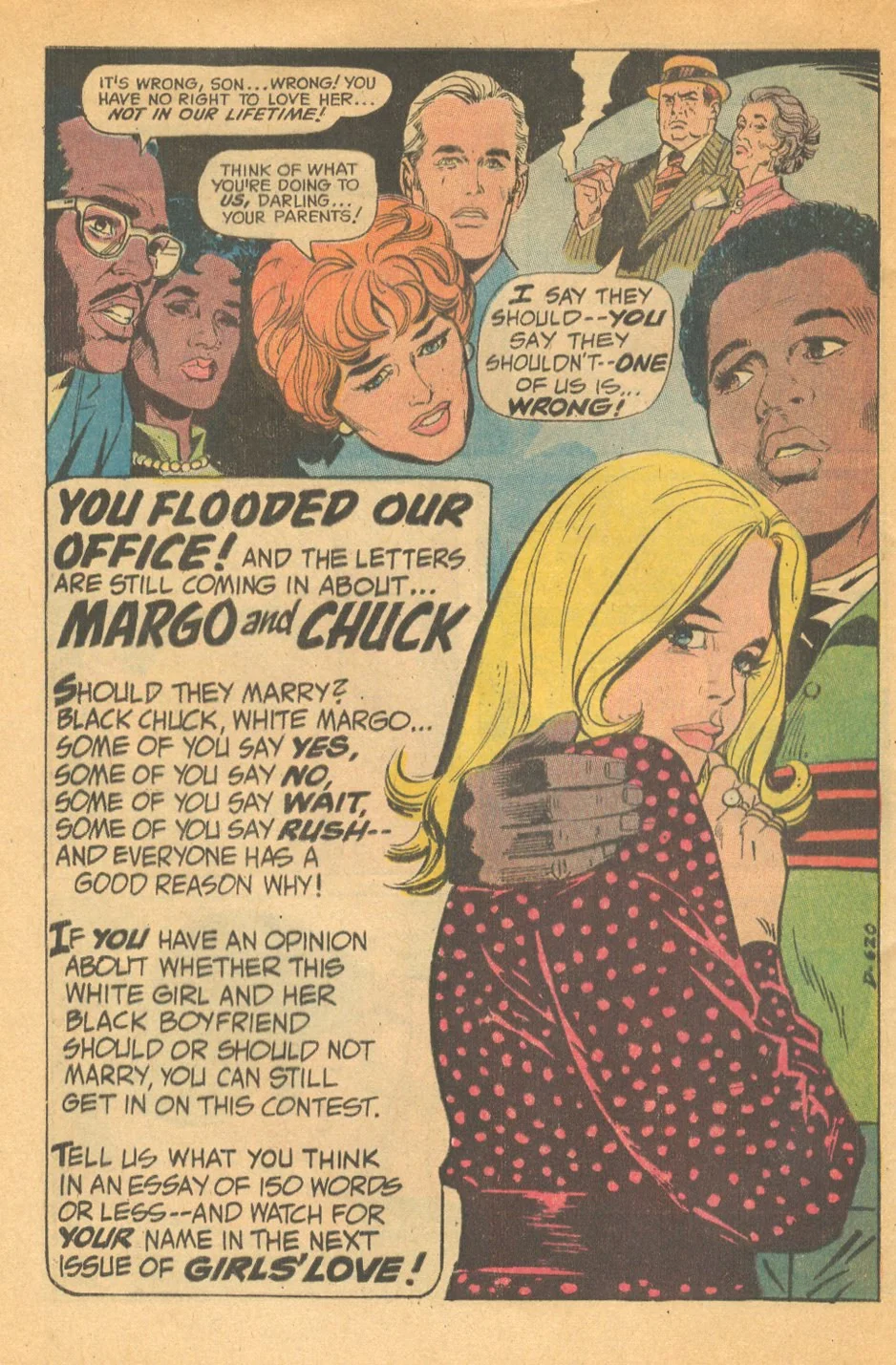 Interracial romance relationship in romance comic books DC Comics