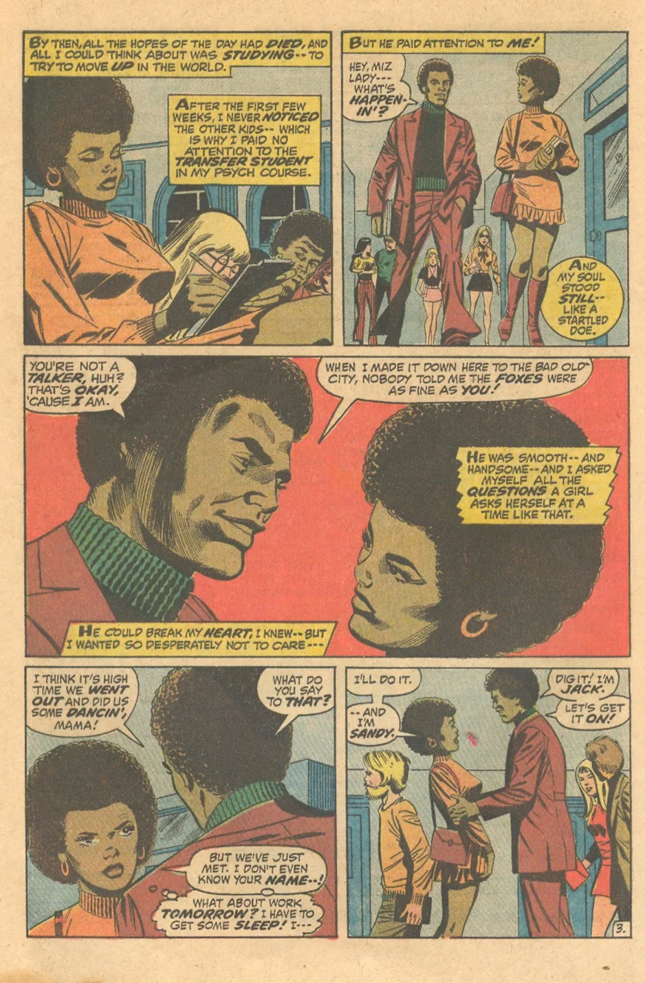 African American comic book characters "I Failed at Love!" from Our Love Story #18 (August 1972) romance comics Marvel