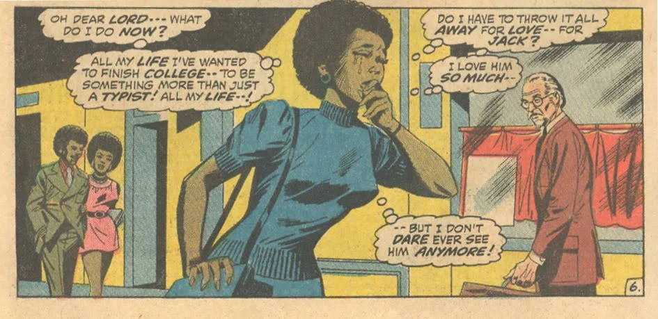 African American comic book characters "I Failed at Love!" from Our Love Story #18 (August 1972) romance comics Marvel