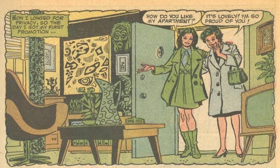 "It is lovely honey, but I think the place could use a tad more green!" From "Hide My Past, My Heart" Falling in Love #120 (January 1971)
