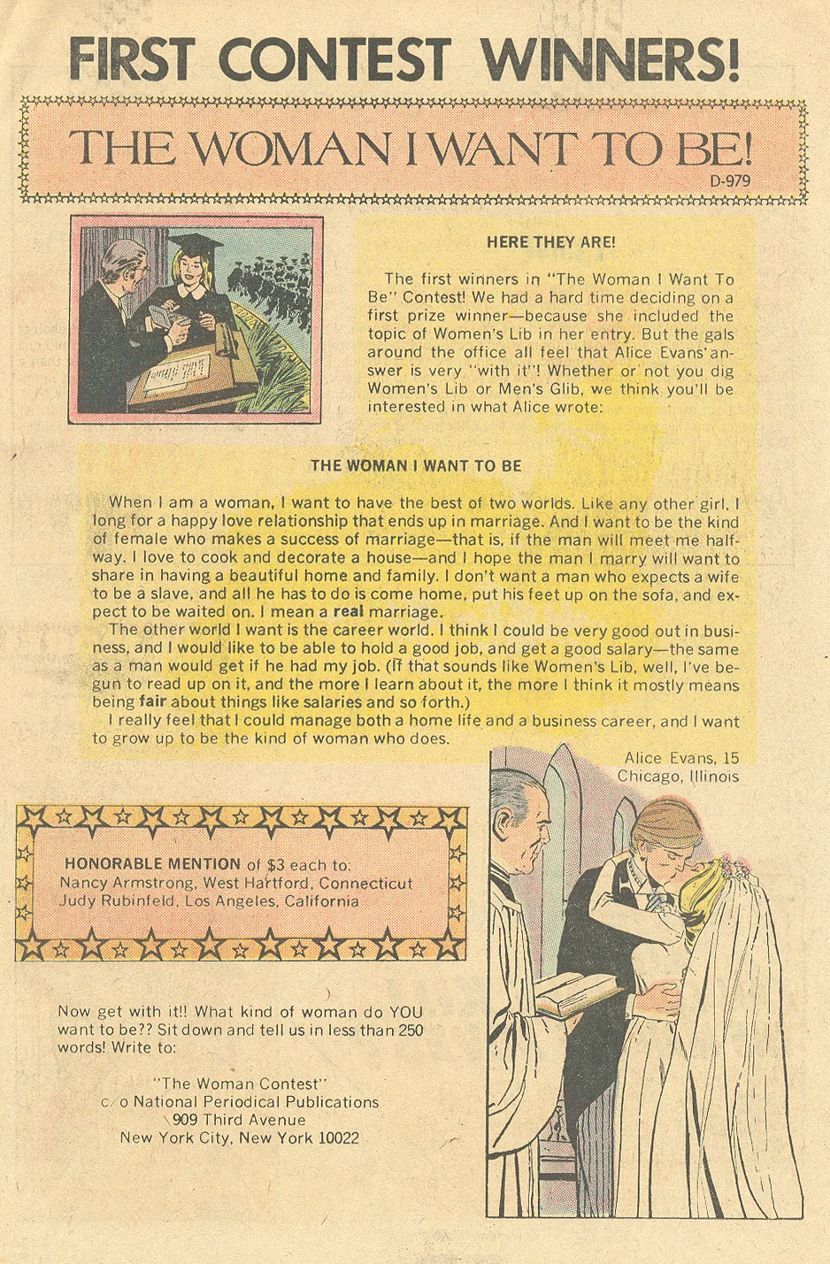 First contest winners Falling in Love #134 (July 1972)