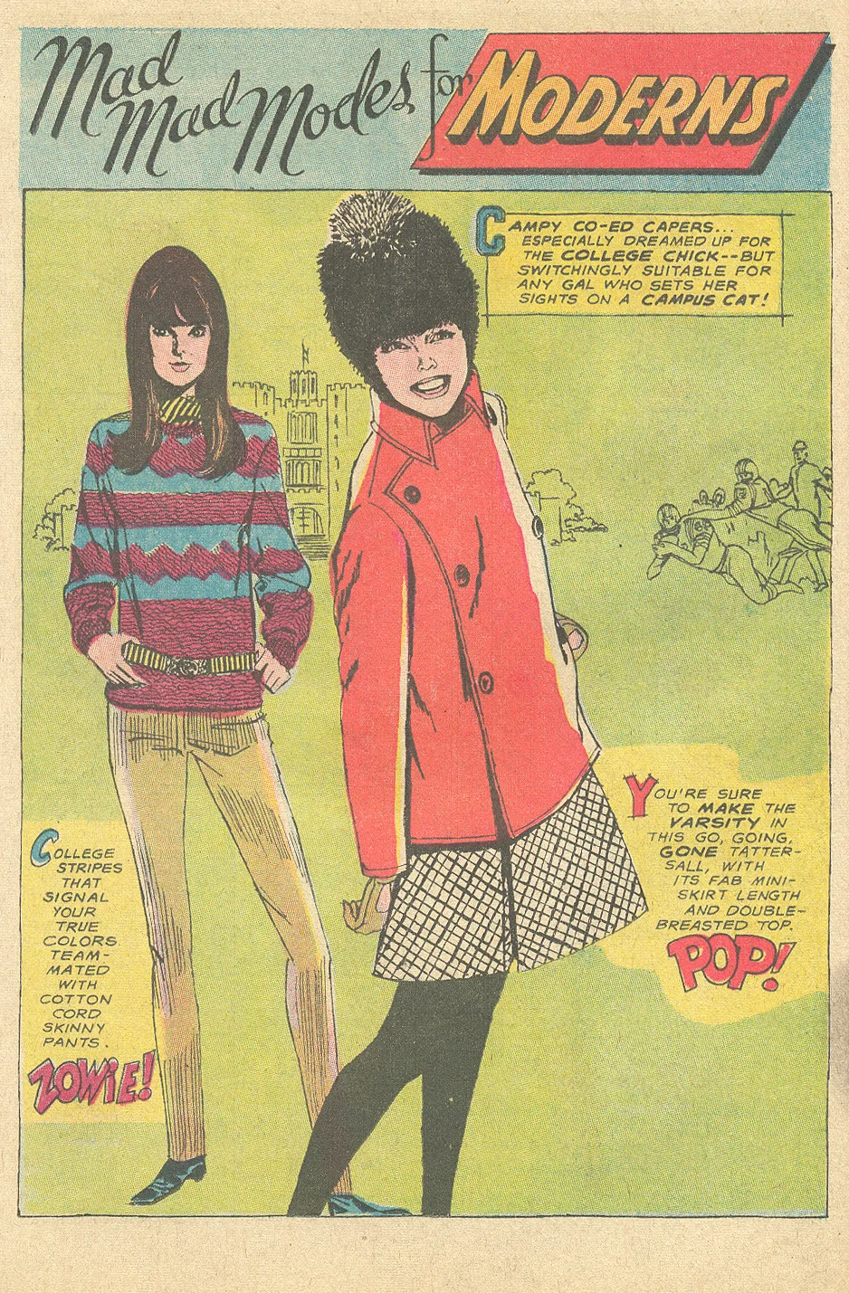 Vintage fashions for college girls illustration