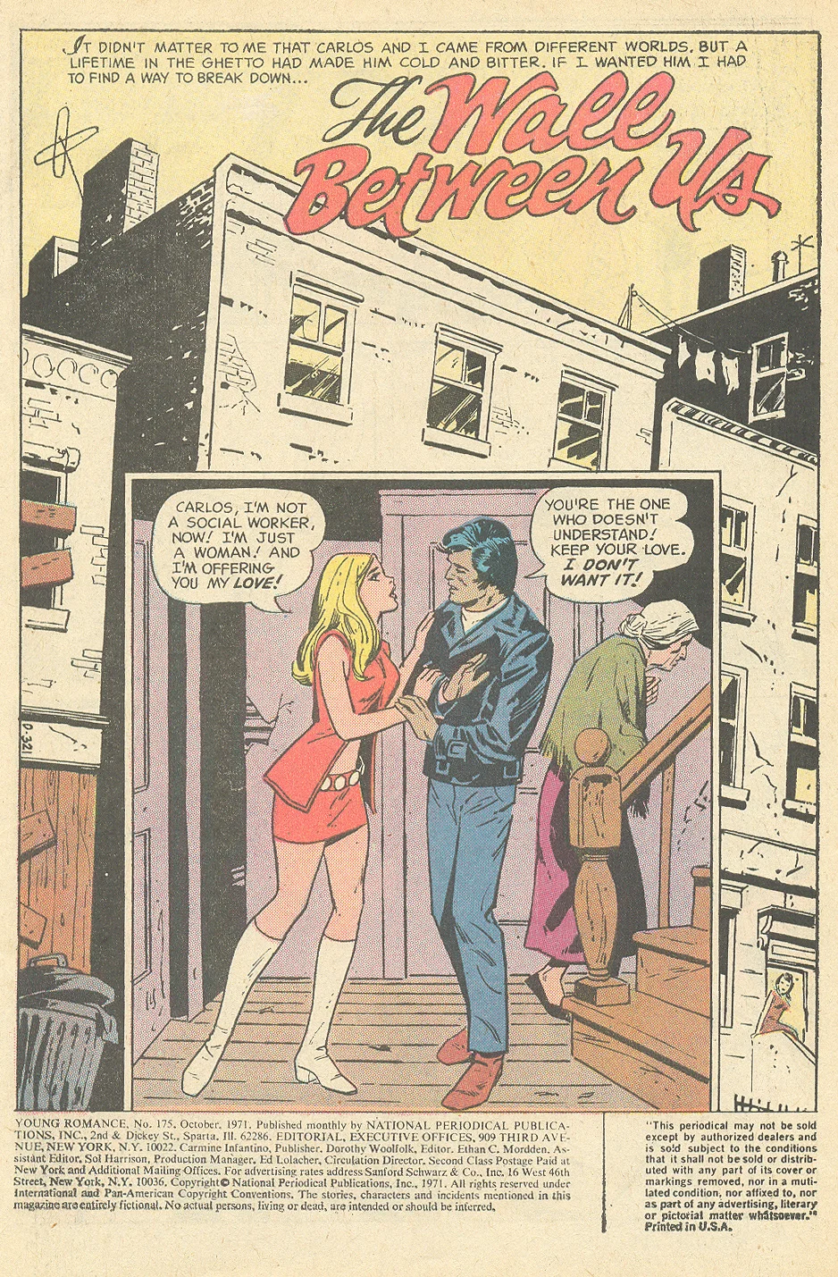 "The Wall Between Us" Young Romance #175 (October 1971) Pencils: Art Saaf, Inks: Vince Colletta