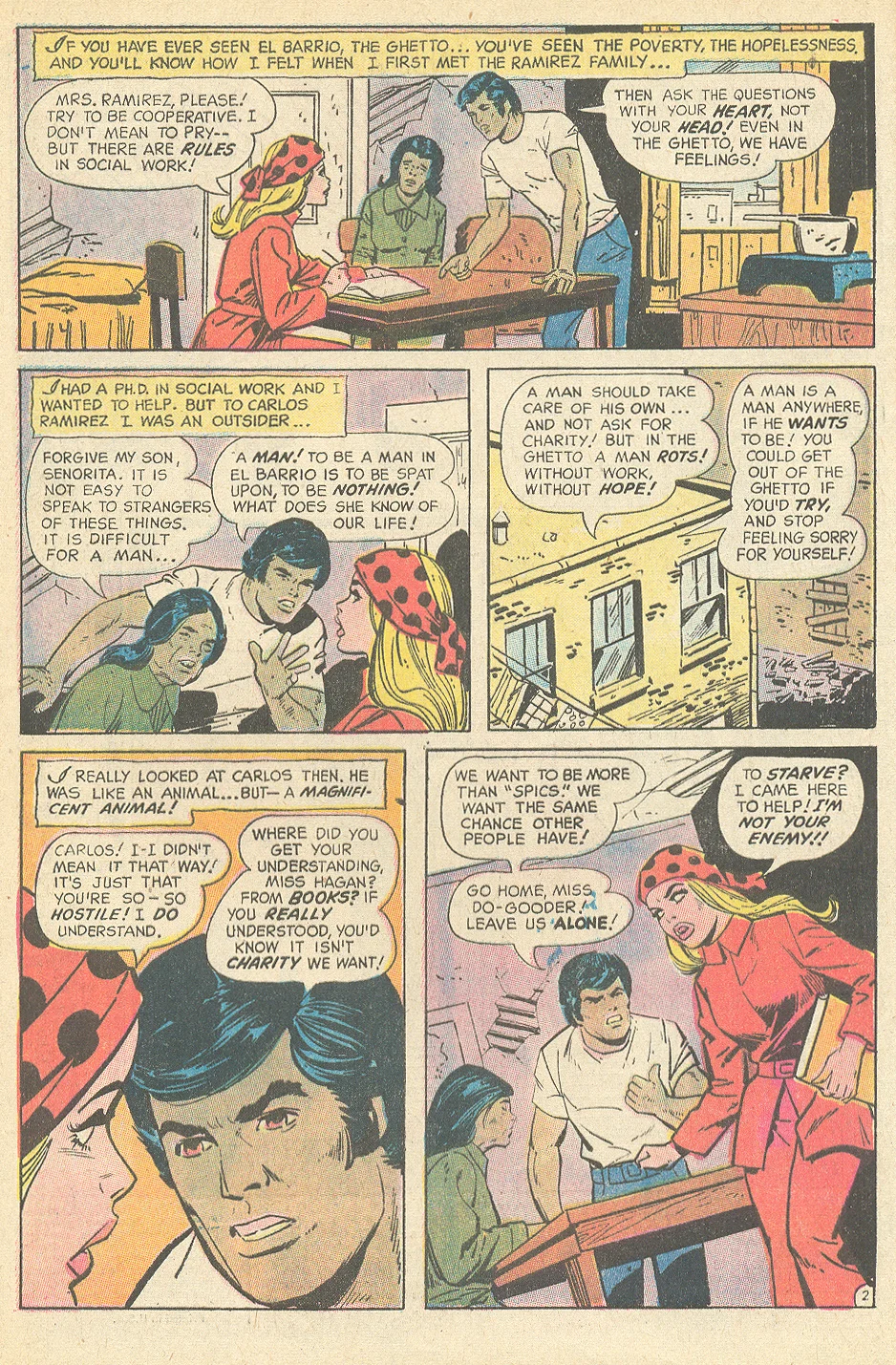 "The Wall Between Us" Young Romance #175 (October 1971) Pencils: Art Saaf, Inks: Vince Colletta Interracial romance diversity hispanic characters