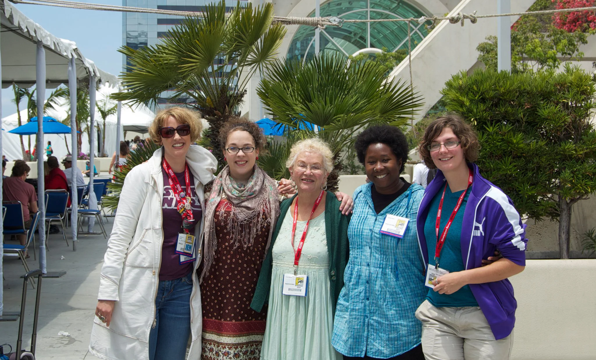 Annual Women Comics Scholars Meetup (From the left: Jennifer K. Stuller, Jacque Nodell, Trina Robbins, Candace West and April Murphy)