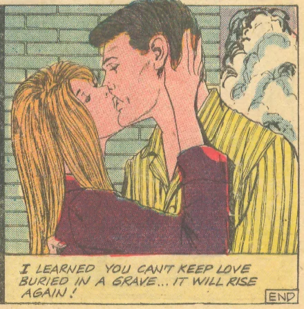 "Love Lies Deep and Cold" from Charlton's Time for Love #16 (May 1970). Story art is by Luis Avila. Vietnam War Story