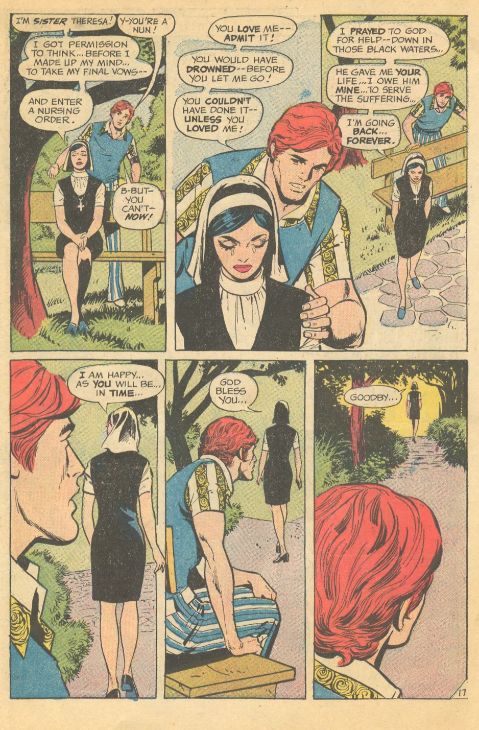 Romance comic book issue with nun on the cover Veil of Love DC comics
