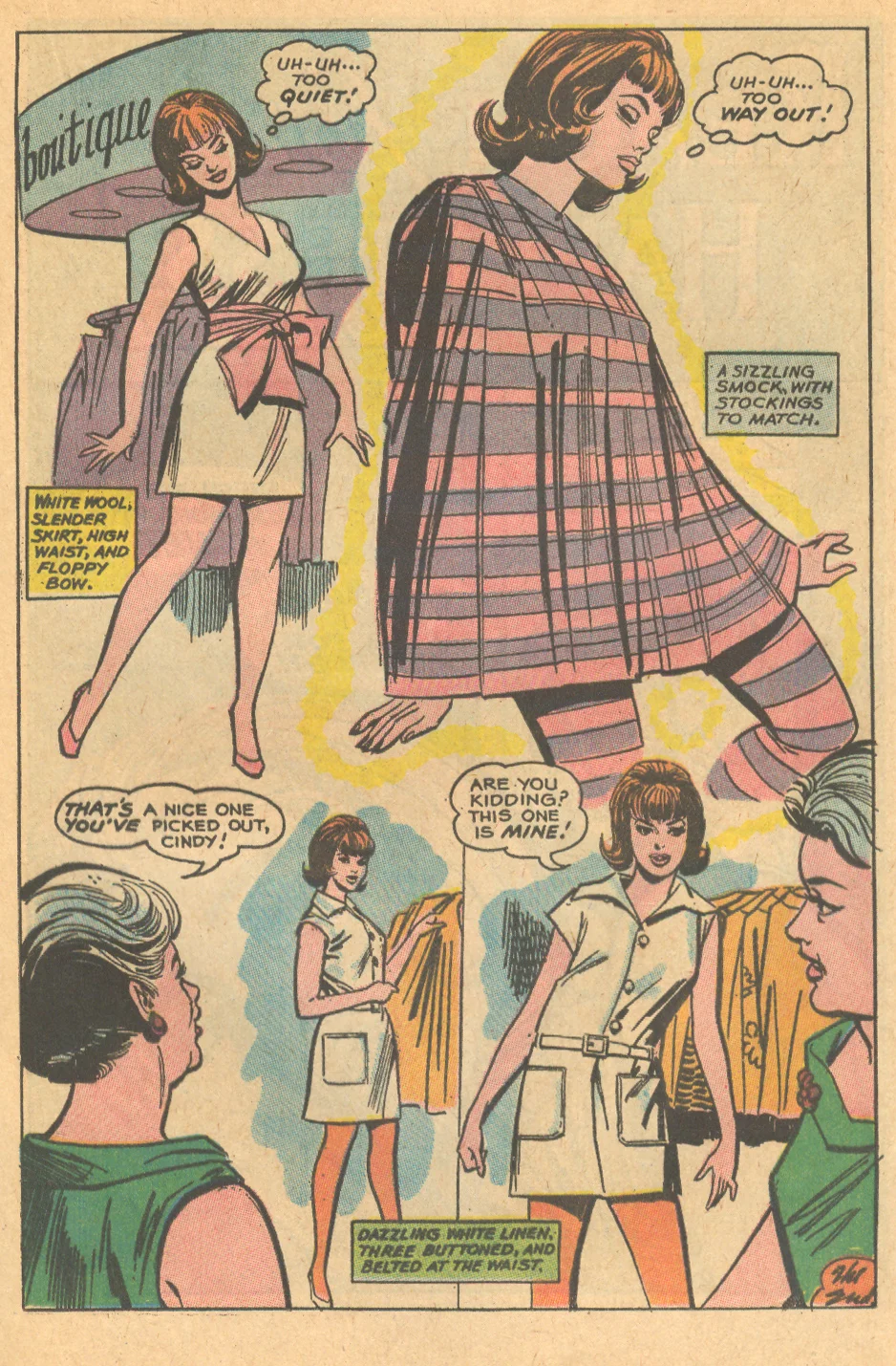 Win Mortimer's très fashionable featurette -- "Cindy the Salesgirl" Secret Hearts #136 (June 1969)