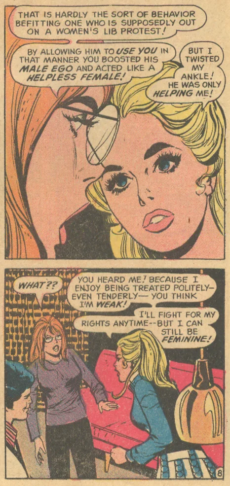 Women's Movement in the romance comic comics Marvel DC Charlton