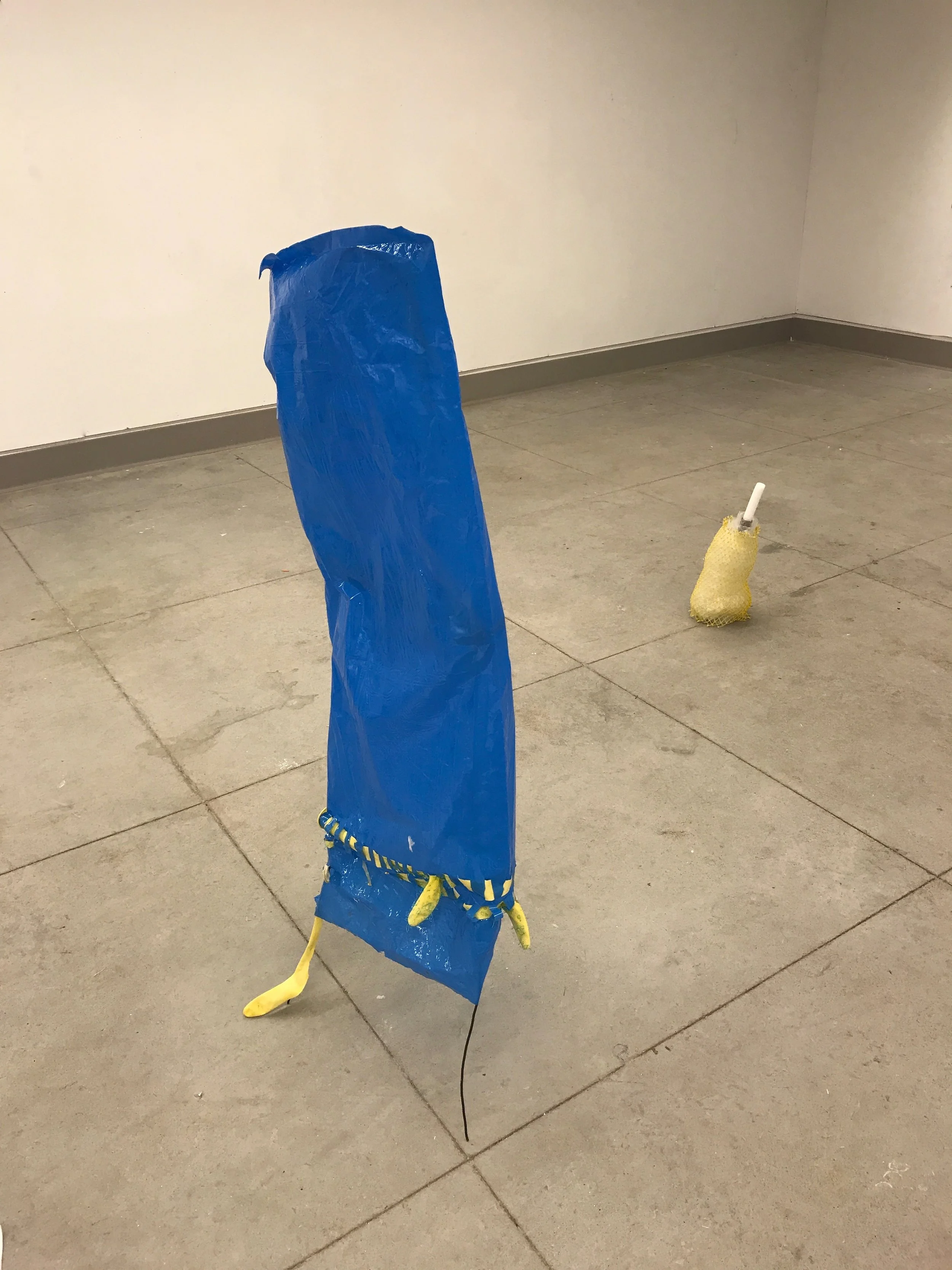 In the vicinity of another, 2017. Plastic, rubber, fishing rope, steel wire, wood, bubble wrap, foam, bait bag, Dimensions variable.