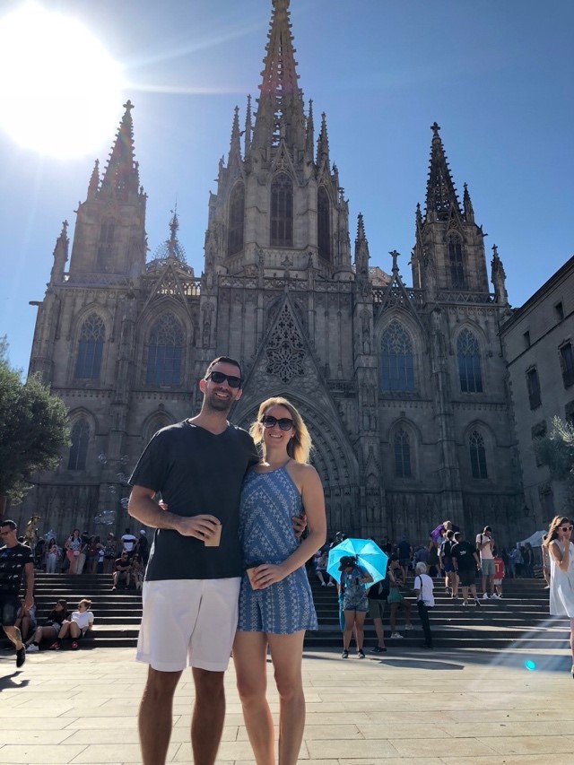 Kristin and her boyfriend visiting Barcelona.