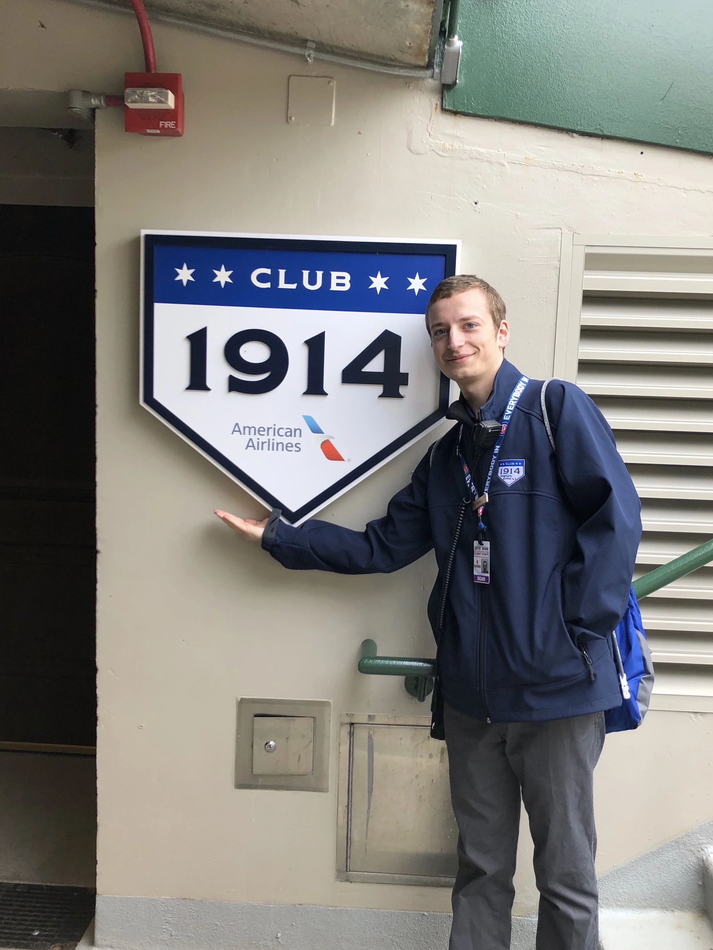 Sean working at Club 1914 at Wrigley Field