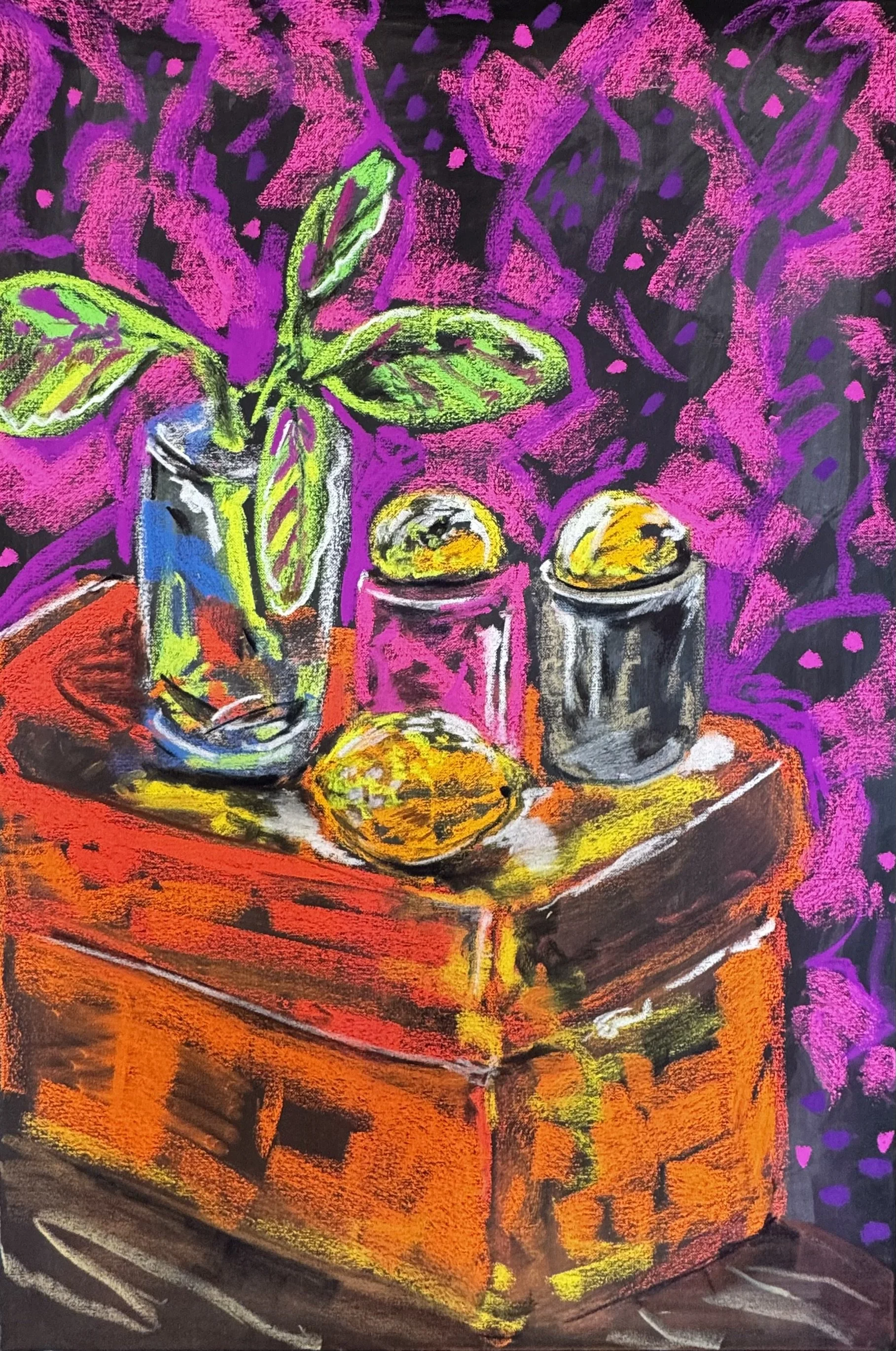    “FLOWERS“      Charcoal Pastel &amp; Ink on Canvas      24 × 36   