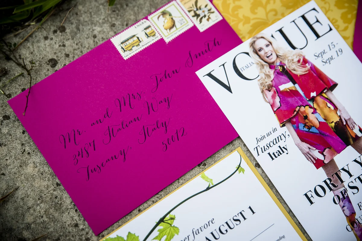 Stationary Details - Castello Di Casole, Italy - Fall Birthday - Julian Leaver Events